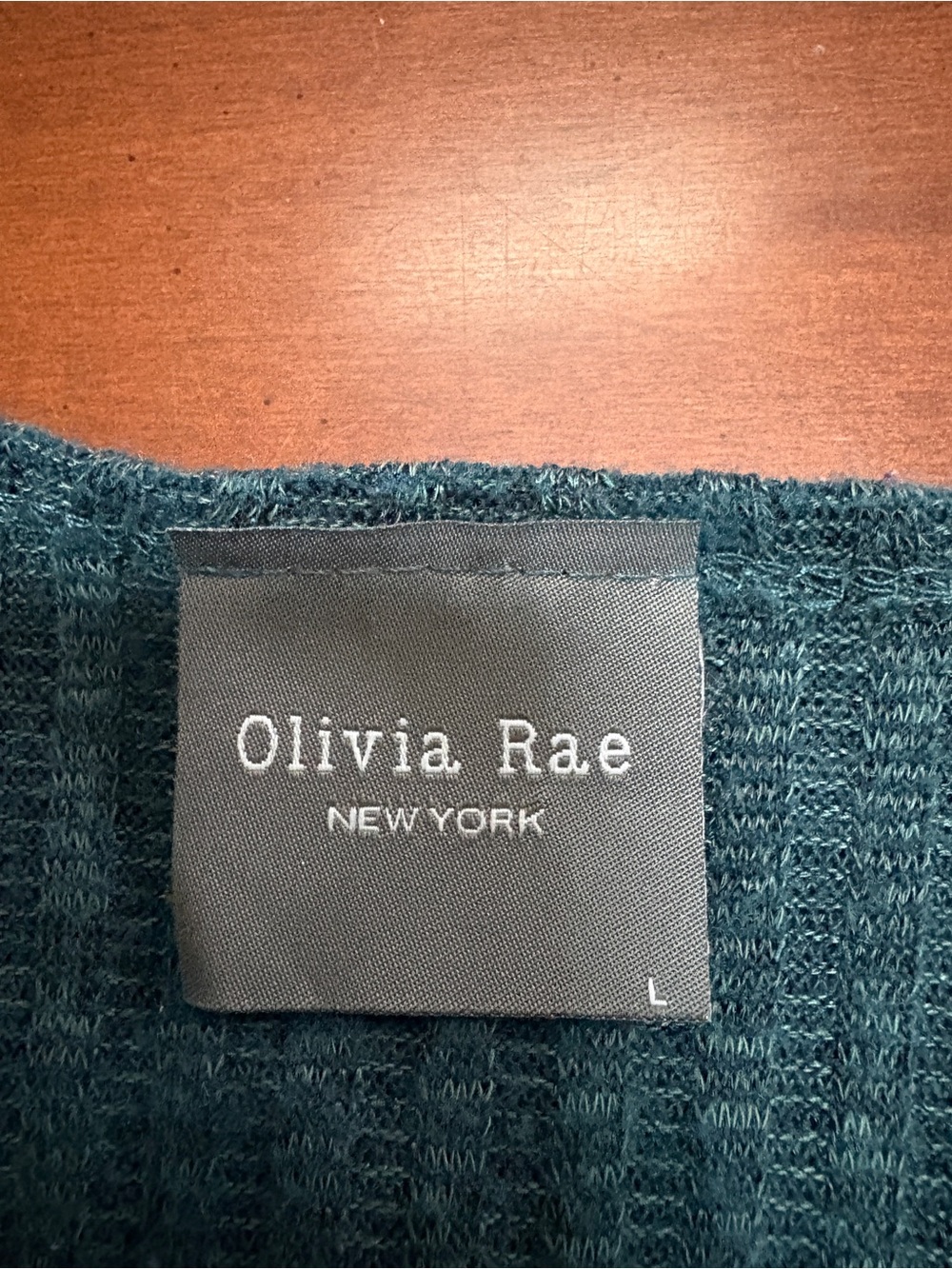 Olivia Rae Long Open-Front Ribbed Cardigan - Teal Green - Picture 6 of 8